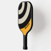Raquette De Pickleball Cercle rayé rétro Bumblebee avec nom (Gauche)