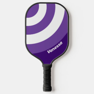 Raquette De Pickleball Cercle Rétro à Rayures de Vigne de Raisin avec Nom