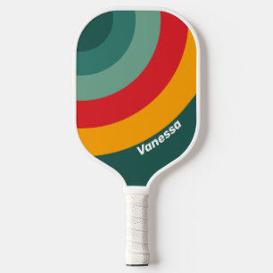 Raquette De Pickleball Cercle vert avec nom et rayure