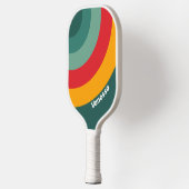 Raquette De Pickleball Cercle vert avec nom et rayure (Gauche)