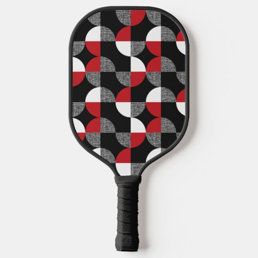 Raquette De Pickleball Cercles Abstraits Noir Rouge Et Gris (Verso)