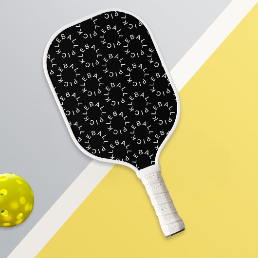 Raquette De Pickleball Cercles de lettres modernes en noir et blanc