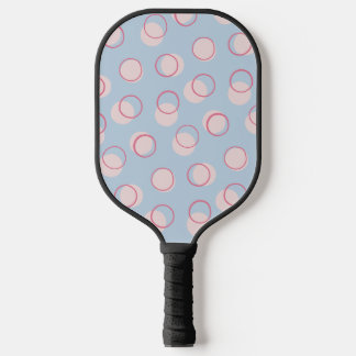 Raquette De Pickleball Cercles géométriques simples bleus et roses