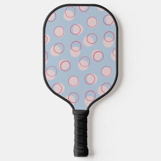 Raquette De Pickleball Cercles géométriques simples bleus et roses (Recto)