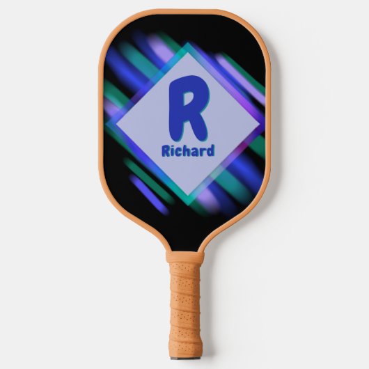 Raquette De Pickleball Changer Initial, Ajouter Nom, Doux Peinture Blues (Recto)