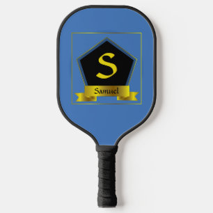 Raquette De Pickleball Changer Initial, Ajouter Nom, Gold Shield Ruban bl