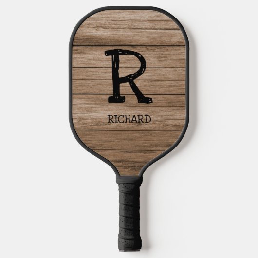 Raquette De Pickleball Changer Initial, Ajouter Nom, Plancher En Bois (Recto)