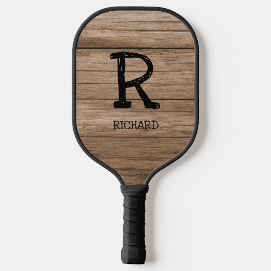 Raquette De Pickleball Changer Initial, Ajouter Nom, Plancher En Bois (Verso)