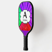 Raquette De Pickleball Changer Initial, Ajouter Nom, Pop Art Cloud Burst (Gauche)