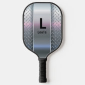 Raquette De Pickleball Changer Initial, Ajouter Nom, Regarder Métal brill (Recto)