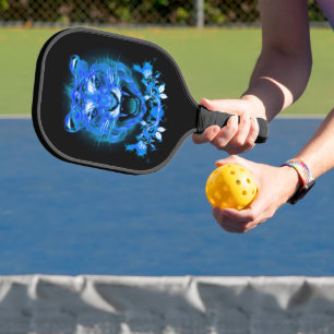 Raquette De Pickleball Chat de tigre à flammes bleues