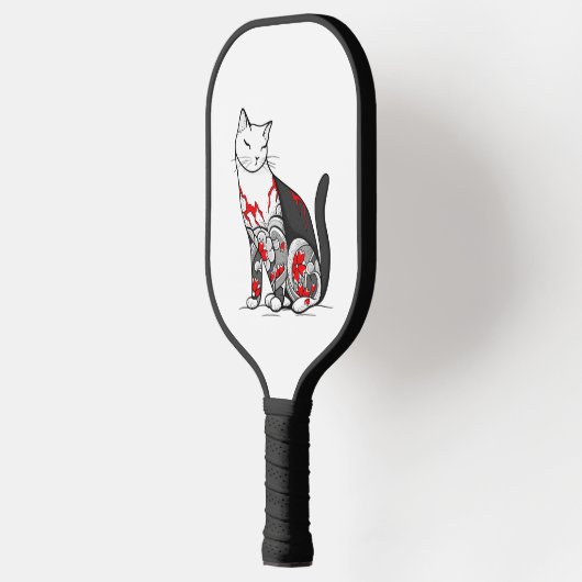 Raquette De Pickleball Chat En Tatouage En Fleur De Cerisier (Gauche)