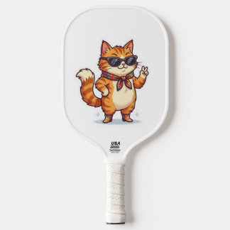 Raquette De Pickleball Chat impertinent avec lunettes de soleil et écharp