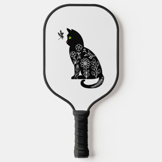 Raquette De Pickleball Chat noir aux yeux verts (Recto)