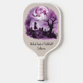 Raquette De Pickleball Chat noir ciment jaune violet Halloween (Verso)