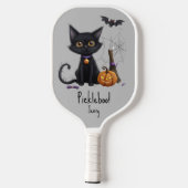 Raquette De Pickleball Chat noir éffrayant Halloween Jack-o-Lantern Citro (Verso)