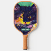 Raquette De Pickleball Chat noir personnalisé, couleurs modernes (Verso)