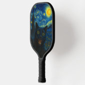 Raquette De Pickleball Chat noir Starry Nuit Van Gogh Chat Selfie (Gauche)