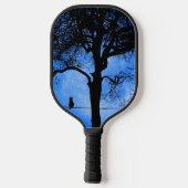 Raquette De Pickleball Chat sur une lune bleue fil (Verso)