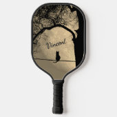 Raquette De Pickleball Chat sur une Pleine lune de fil avec nom (Verso)