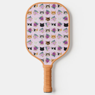 Raquette De Pickleball Chats Floraux violets