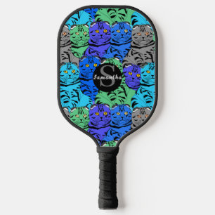 Raquette De Pickleball Chats mignons et colorés motif, nom personnalisé