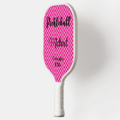 Raquette De Pickleball Chaud rose et rose chèques Monogramme (Gauche)