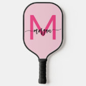 Raquette De Pickleball Chaud rose moderne Script Girl Monogramme Nom (Verso)
