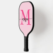 Raquette De Pickleball Chaud rose moderne Script Girl Monogramme Nom (Gauche)