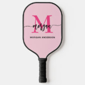 Raquette De Pickleball Chaud rose moderne Script Girl Monogramme Nom (Recto)