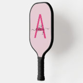 Raquette De Pickleball Chaud rose moderne Script Girl Monogramme Nom (Gauche)