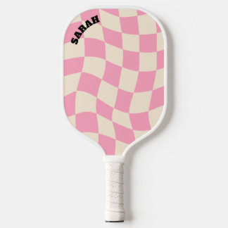 Raquette De Pickleball Checkerboard Super Retro Nom personnalisable