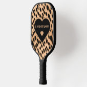 Raquette De Pickleball Cheetah Imprimer Motif Tan Brown & Coeur noir (Gauche)
