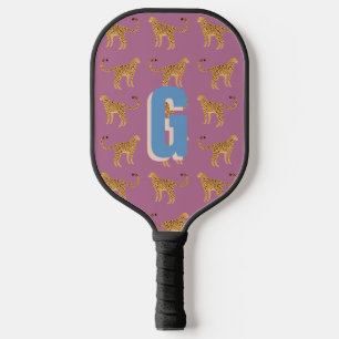 Raquette De Pickleball Cheetah, léopard rose monogrammé