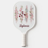 Raquette De Pickleball Cherry Blossom Floral Watercolor, Add Name (Verso)