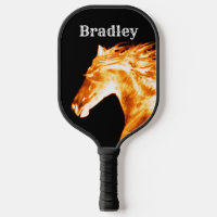 Cheval Flamme Feu Pickleball Personnalisé Paddle