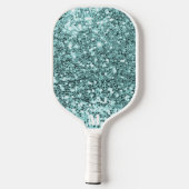 Raquette De Pickleball Chic Bleu Blanc Glitterie Étincelles Moderne Monog (Verso)