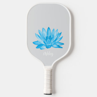 Raquette De Pickleball chic lotus baby blue personalized script
