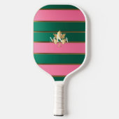 Raquette De Pickleball Chic Luxe Monogrammé rose et vert (Verso)