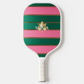 Raquette De Pickleball Chic Luxe Monogrammé rose et vert (Recto)