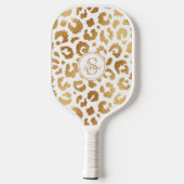 Raquette De Pickleball Chic Metallic Gold & White Empreinte de léopard Gi (Verso)