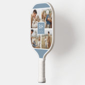 Raquette De Pickleball Chic Monogramme 4 Photo Collage Pickleball Paddle (Gauche)