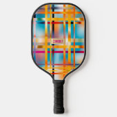 Raquette De Pickleball Chic Monogramme Coloré Plaid (Recto)