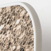 Raquette De Pickleball Chic rose blanc brillant éclaboussures Monogramme  (Détail gauche)