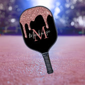 Raquette De Pickleball Chic Rose Gold et Black Parties scintillant Driver