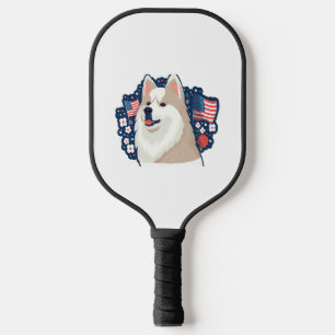 Raquette De Pickleball Chien Akita avec thème de la fête de l'indépendanc