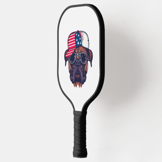 Raquette De Pickleball Chien de boîte portant blanc rouge bleu (Gauche)