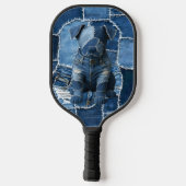 Raquette De Pickleball Chien Patchwork Art Denim (Verso)