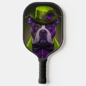 Raquette De Pickleball Chien vert pourpre Steampunk Tophat (Verso)