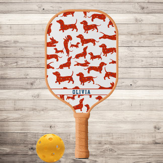 Raquette De Pickleball Chien Wiener personnalisé, Motif rétro de Chien de
